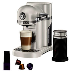 Nespresso Artisan Coffee Machine with Aeroccino by KitchenAid Frosted Pearl